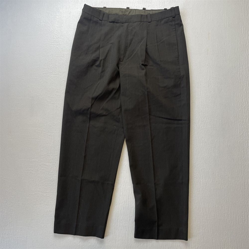 Bespoke 33x30 Brown Glenn Check Pleated High Waist WooMens Dress‎ Pants
